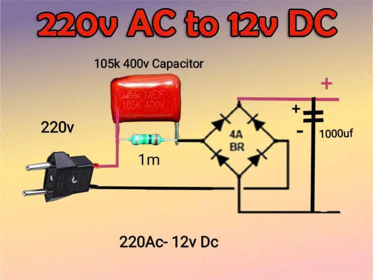 Mạch 220v AC đến 12v DC