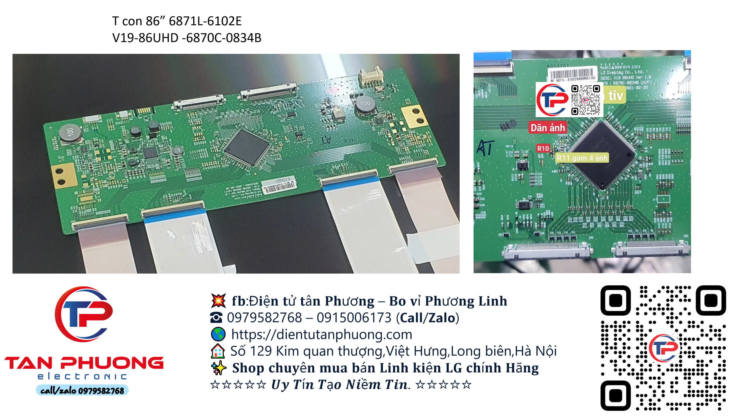 T con 86” 6871L-6102E V19-86UHD -6870C-0834B chỉnh Giãn ảnh,Gom 4 ảnh