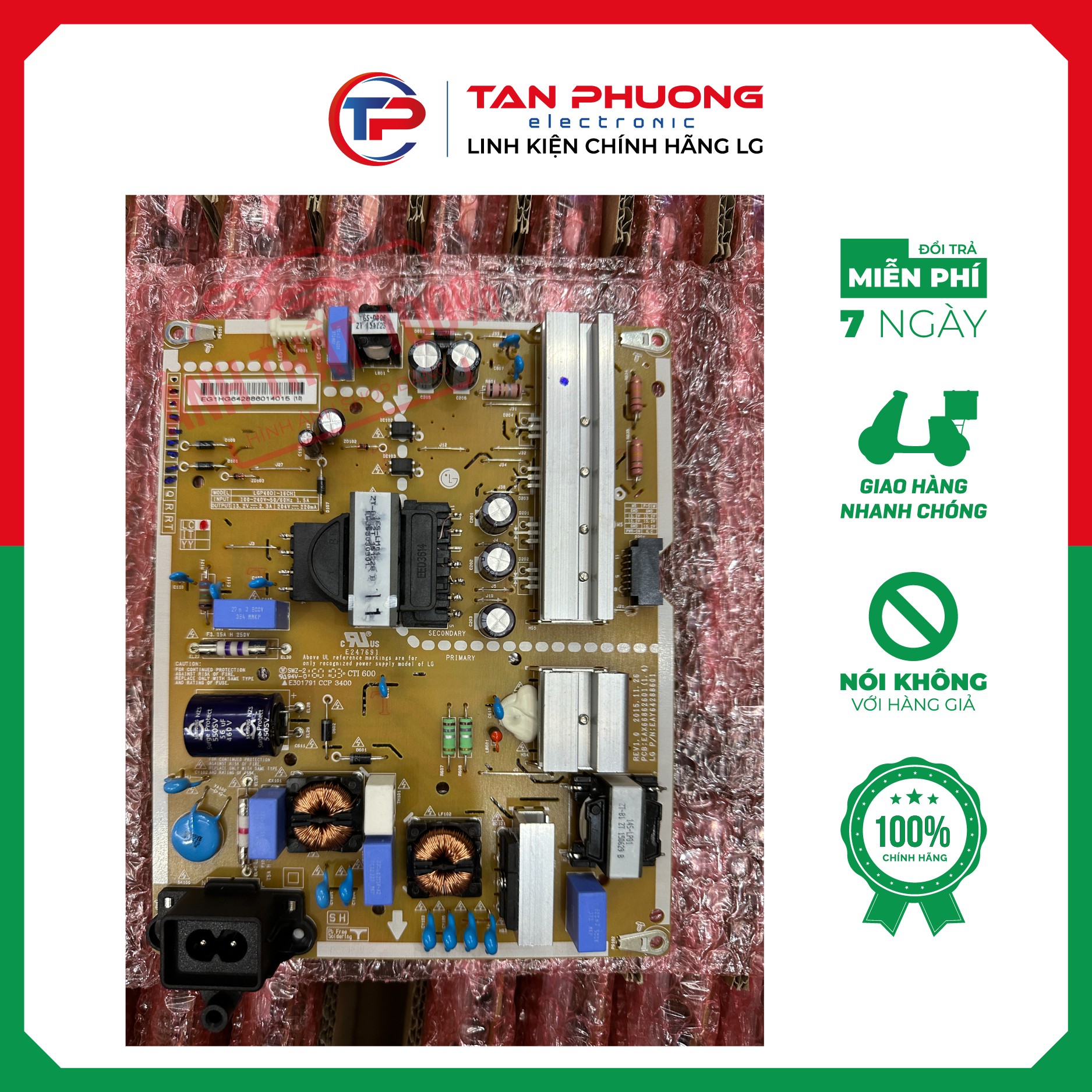 Power Supply Board New ( Tình trạng Mới Tinh) EAY64288601 LGP40D1-16CH1 40LH 40LV 40LH 40LF 43LF 49LF