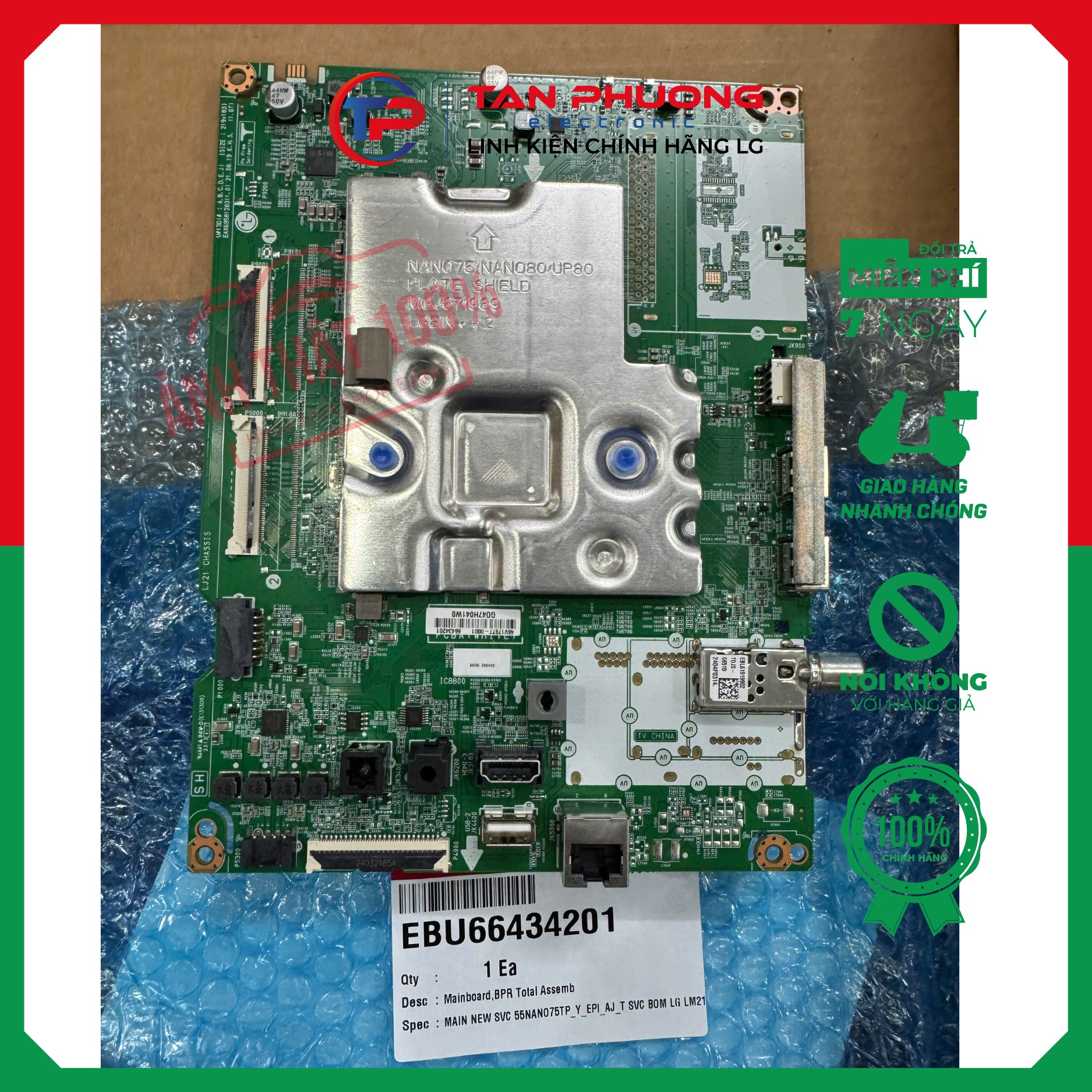 Bo mạch chính LG Tivi model 55Nano75 panel LG mã bo EBU66434201 (mới tinh)