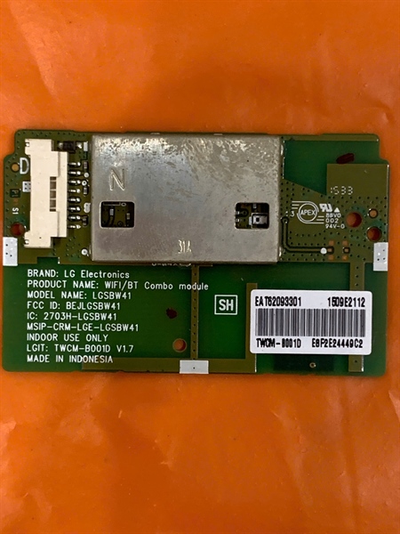 Bo wifi tivi LG mã linh kiện EAT62093301 dùng cho các model 43UH610 49UH617 55UH617 65UH617 43UF690 49UF690 49UF770 55UF850 49UB820 42UB700 40UB800 tháo máy sử dụng tốt