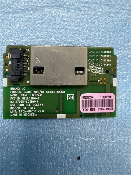 Bo wifi tivi LG mã linh kiện EAT62093301 dùng cho các model 43UH610 49UH617 55UH617 65UH617 43UF690 49UF690 49UF770 55UF850 49UB820 42UB700 40UB800 tháo máy sử dụng tốt