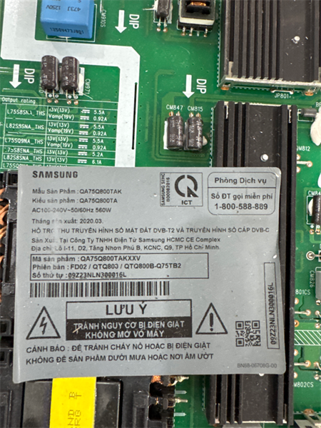 Bo mạch nguồn Tivi Samsung QA75Q800TAK Mã BN440175A hàng tháo máy hoạt động tốt