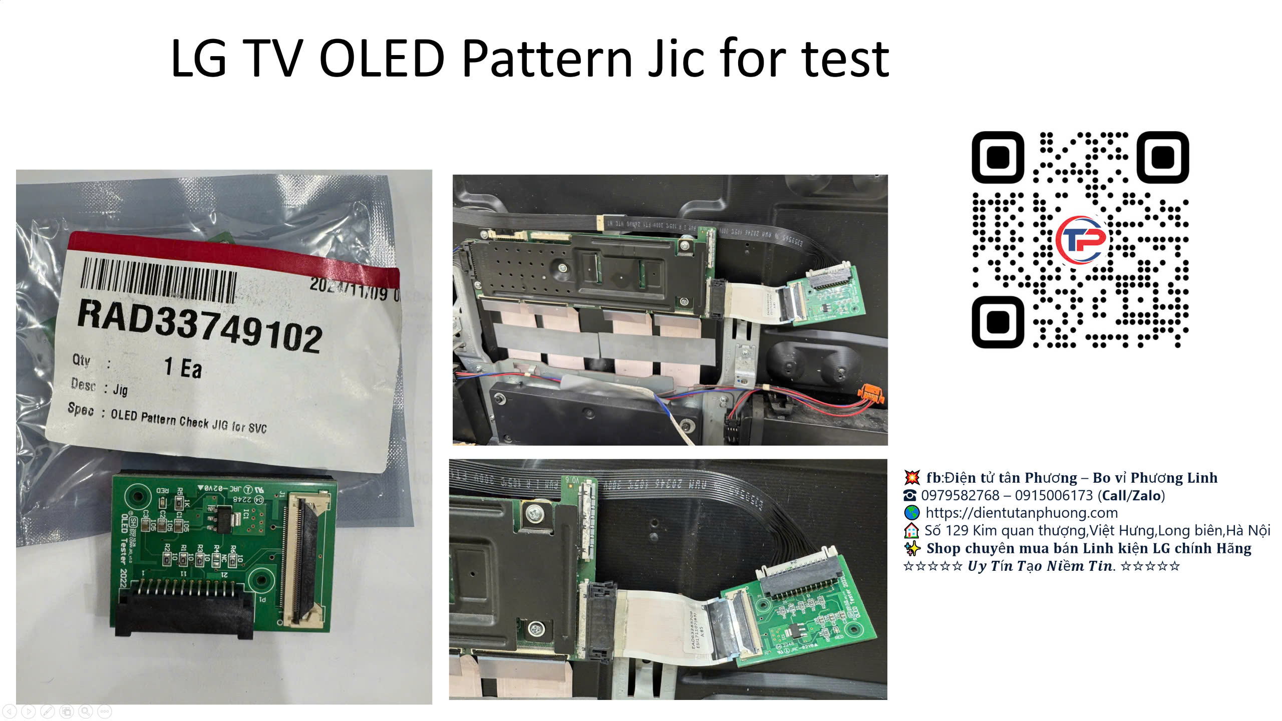 LG TV OLED Pattern Jig for test  - Jic kiểm tra màn hình LG TV oled Mã Linh Kiện - Par Name RAD33749102