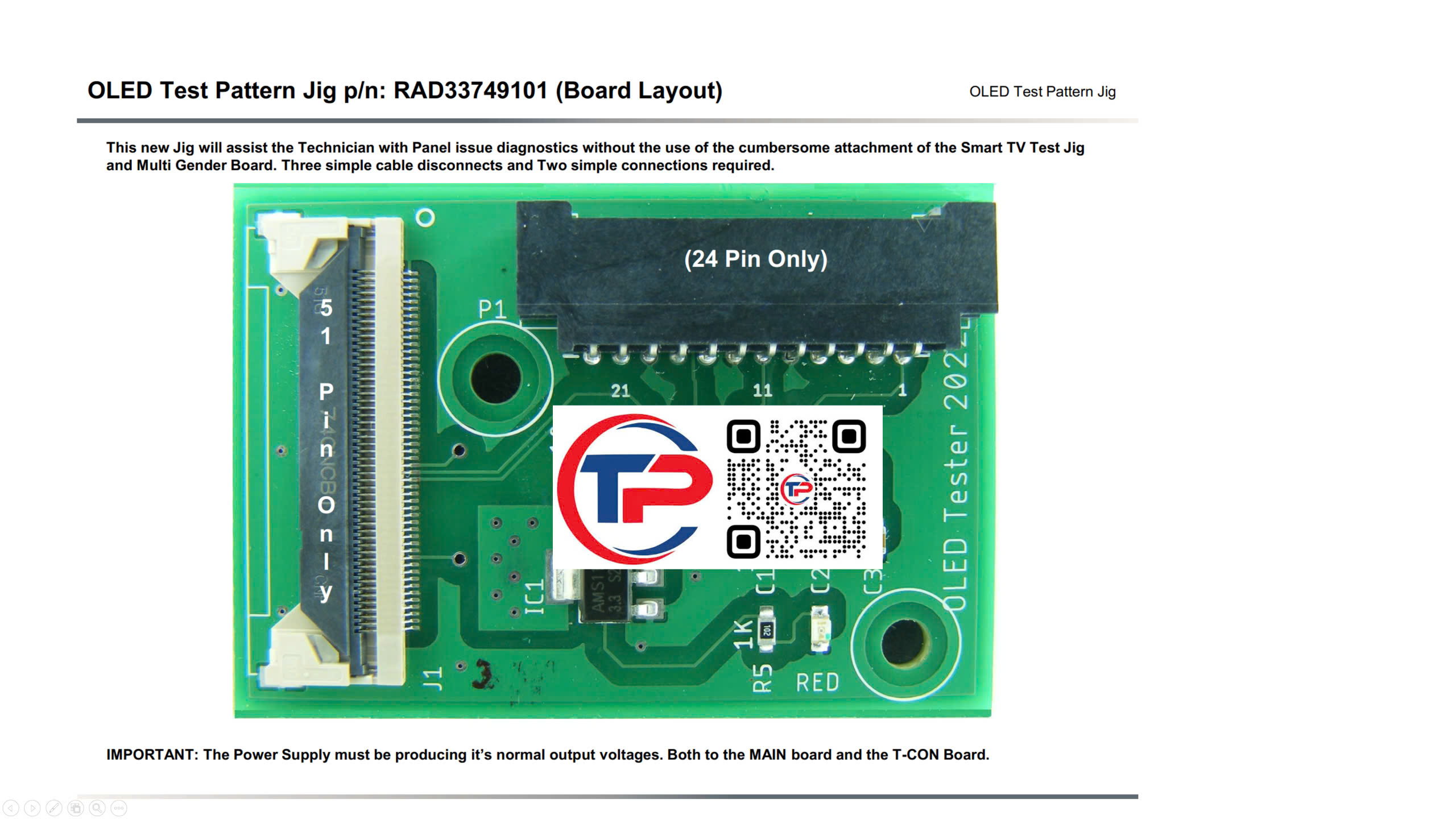 LG TV OLED Pattern Jig for test  - Jic kiểm tra màn hình LG TV oled Mã Linh Kiện - Par Name RAD33749102