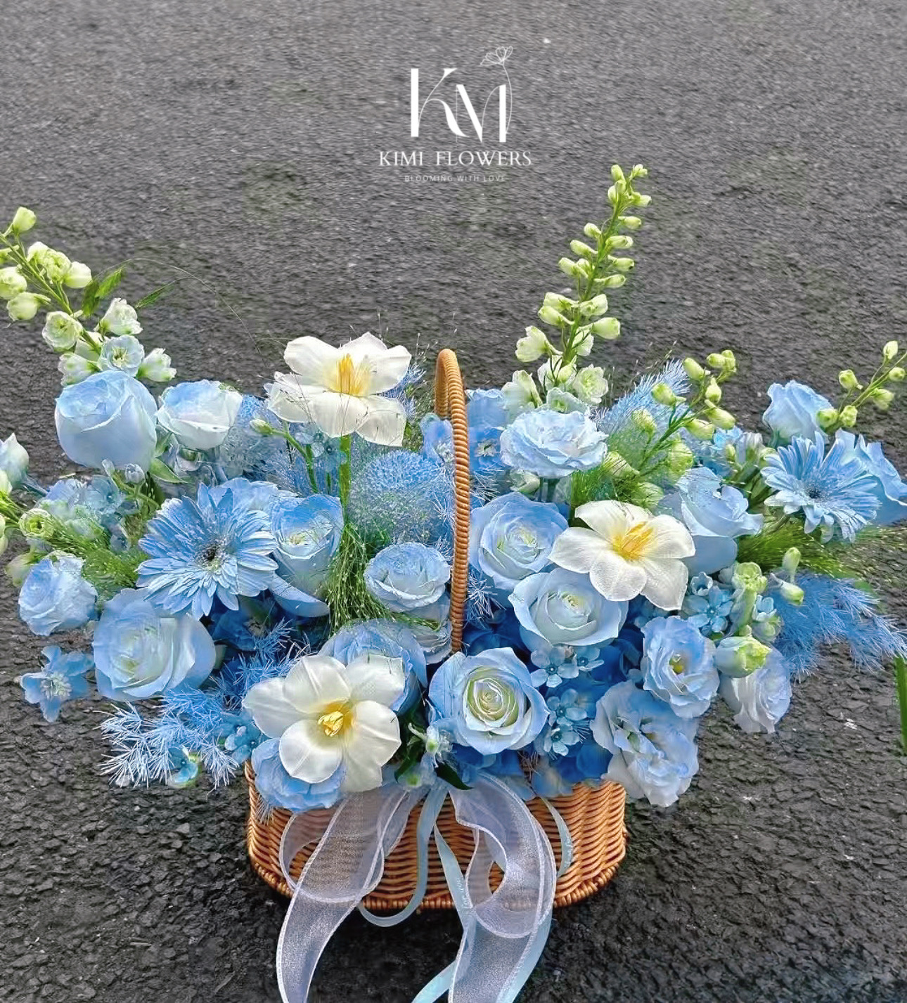 Giỏ Hoa Tone Xanh Chúc Mừng Khai Trương - Lẵng Hoa Sinh Nhật Đẹp