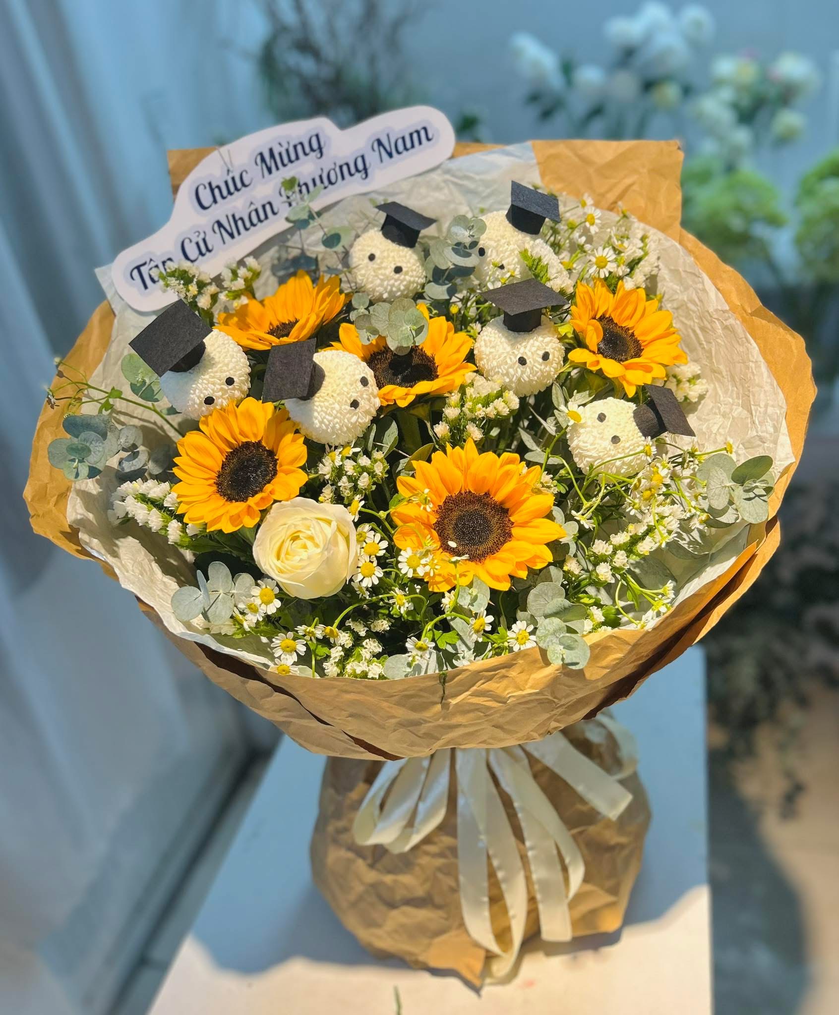 bó hoa hướng dương, bó hoa tốt nghiệp đẹp, Bó Hoa Tone Hồng Tặng Người Yêu - Bó Hoa Tươi Garden Style - 胡志明市花束配送 KIMI FLOWERS