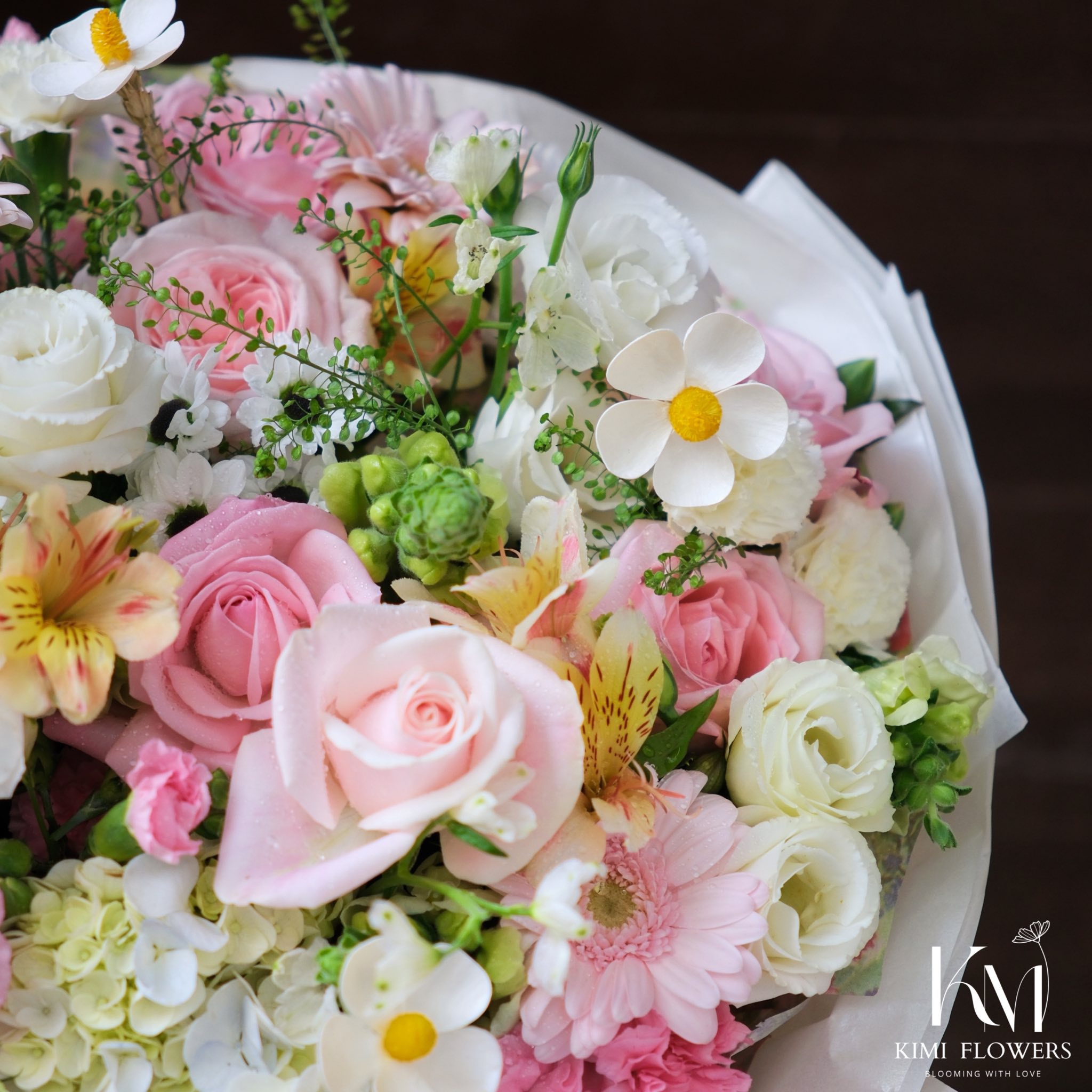 Bó Hoa Tone Hồng Tặng Người Yêu - Bó Hoa Cúc Mẫu Đơn Garden Style - 胡志明市花束配送 KIMI FLOWERS