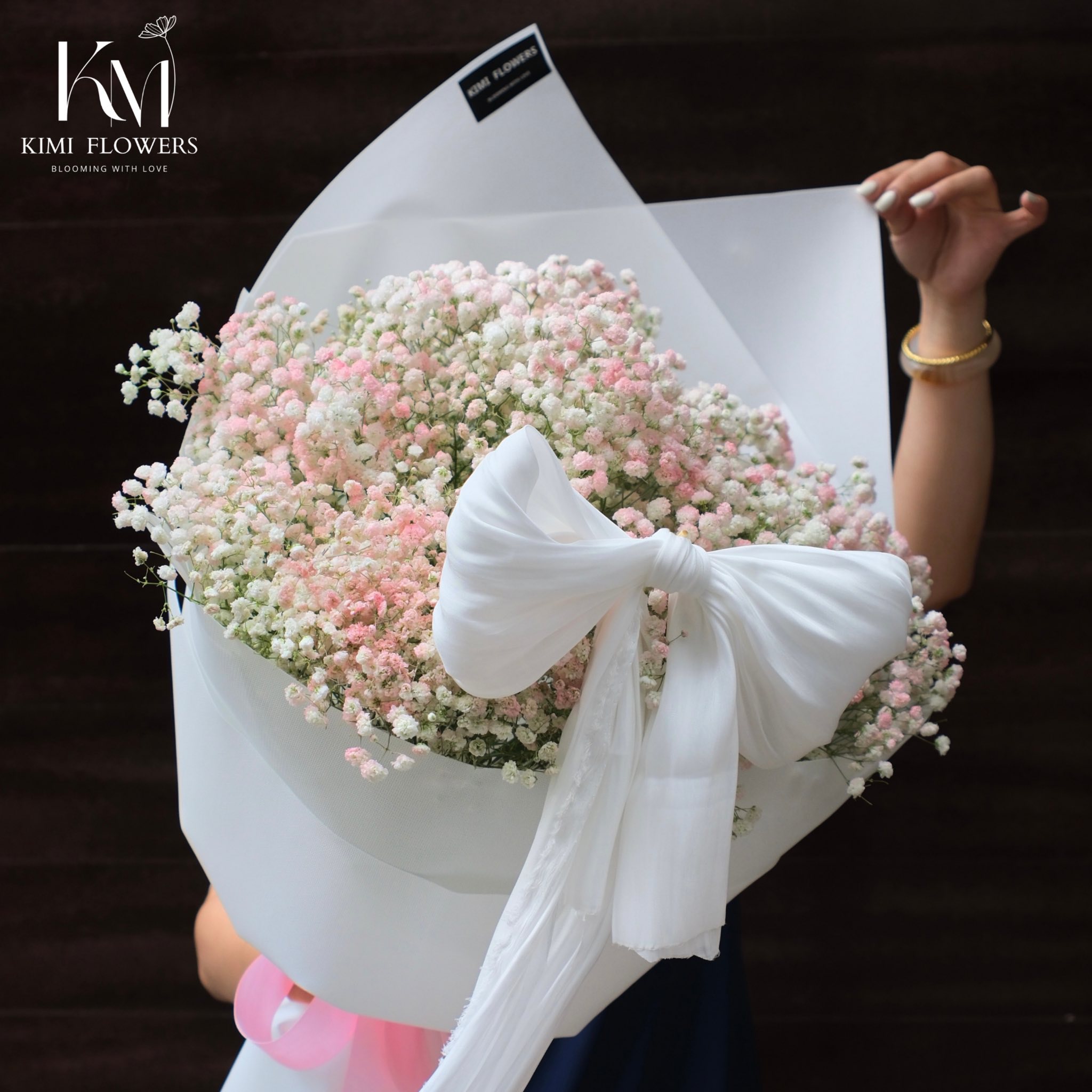 Bó Hoa Baby Tone Hồng Tặng Người Yêu - Bó Hoa Tươi Garden Style - 胡志明市花束配送 KIMI FLOWERS