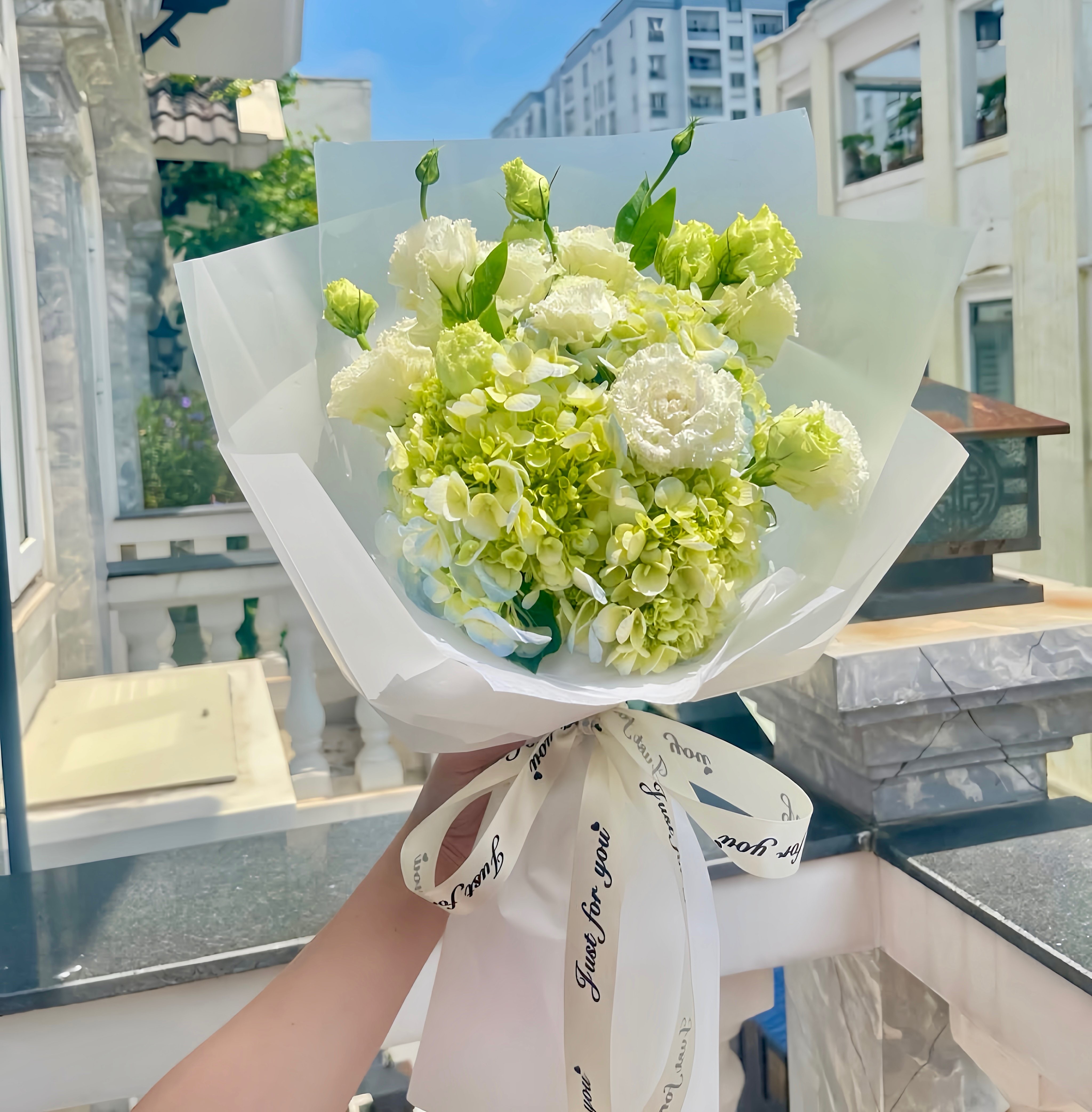 Bó Hoa Cẩm Tú Cầu Xanh Bơ   HTP0150