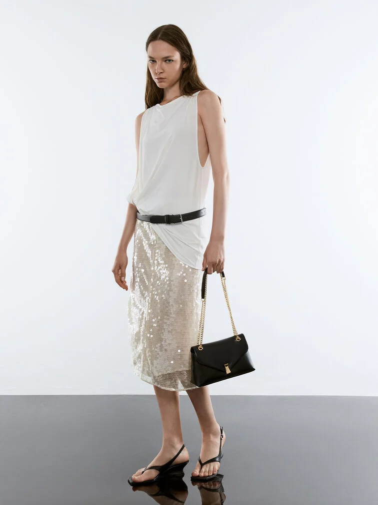 Lilibet Recycled Suede Chain-Strap Bag