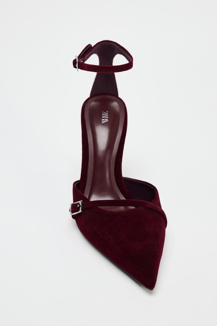 FAUX VELVET STILETTO HEELS