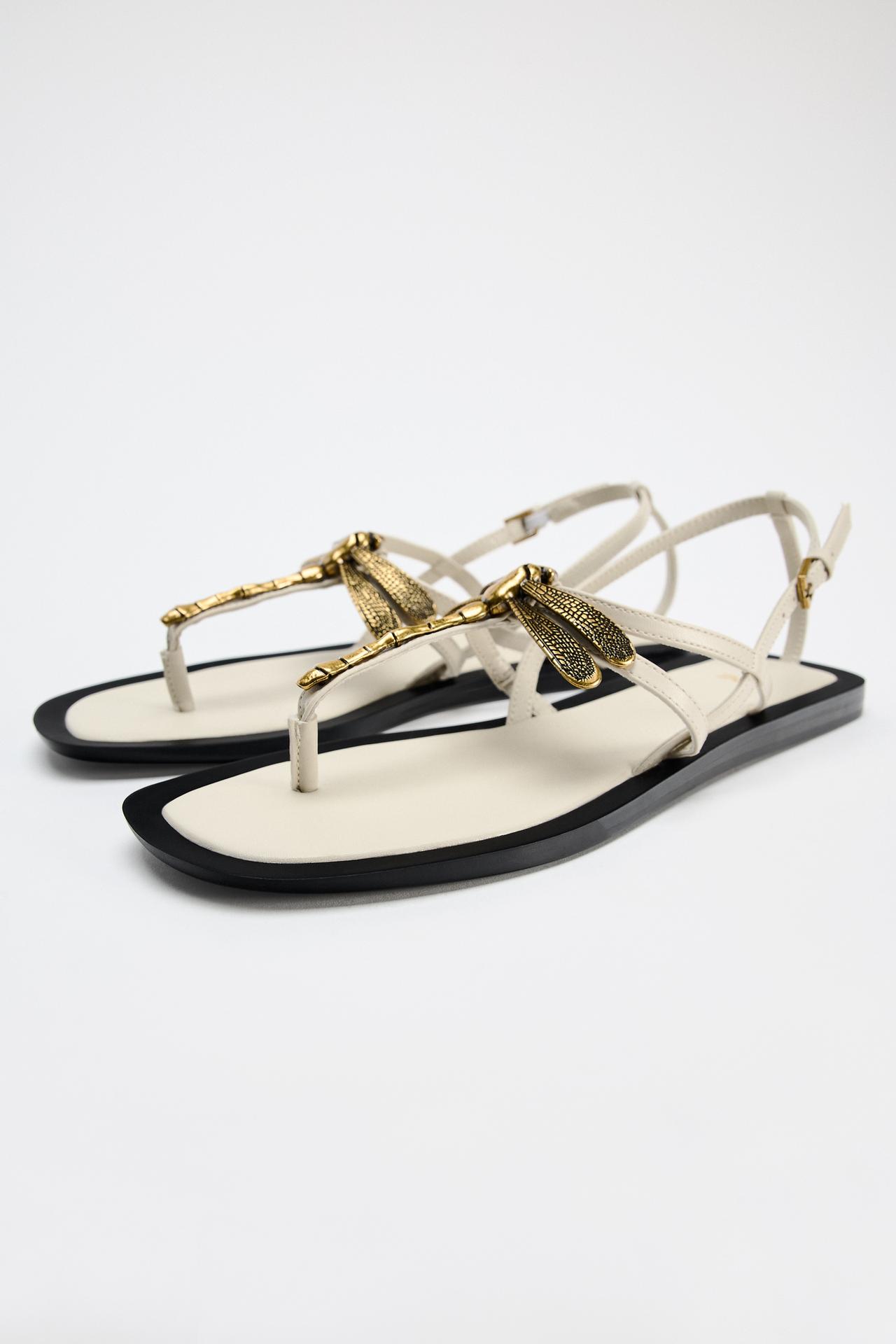 EMBELLISHED FLAT SLIDER SANDALS