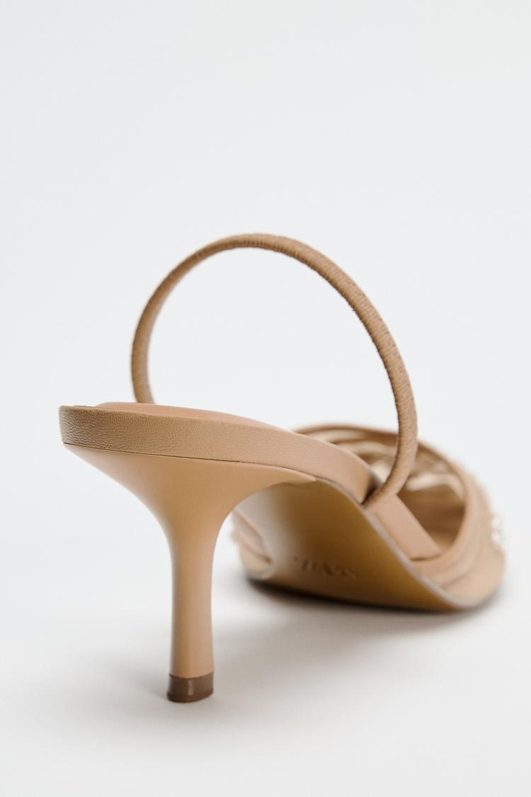 EMBROIDERED MESH SLINGBACKS