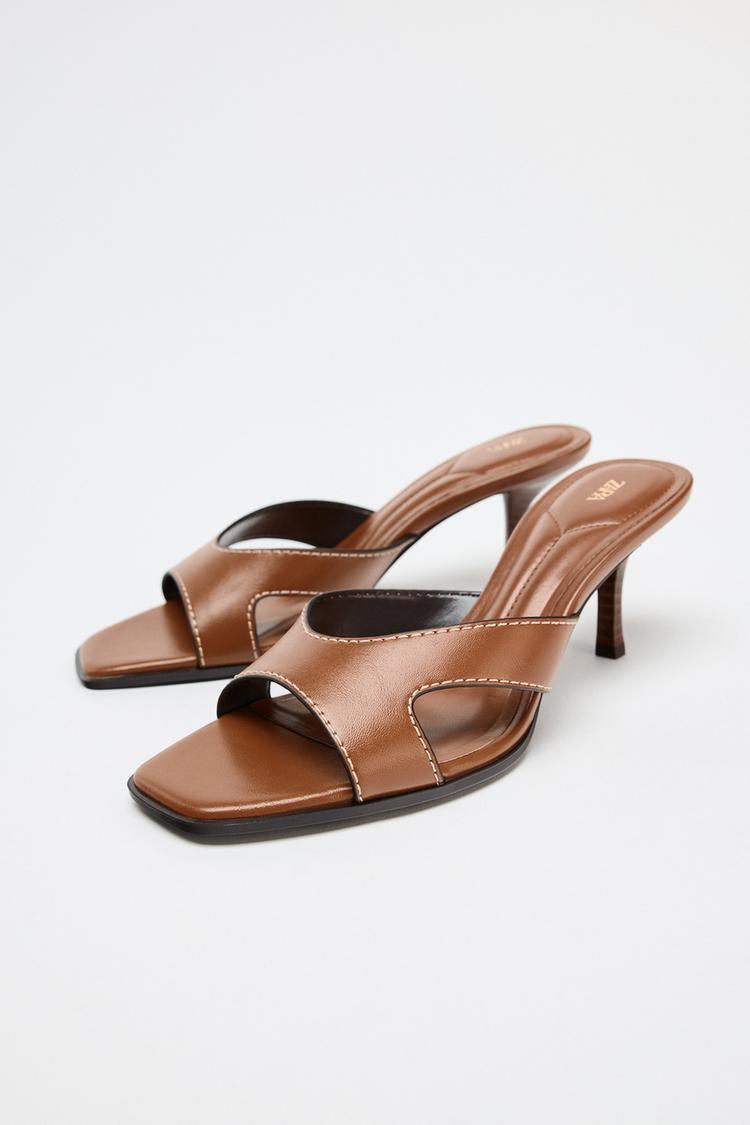 HIGH-HEEL SANDALS WITH TOPSTITCHING
