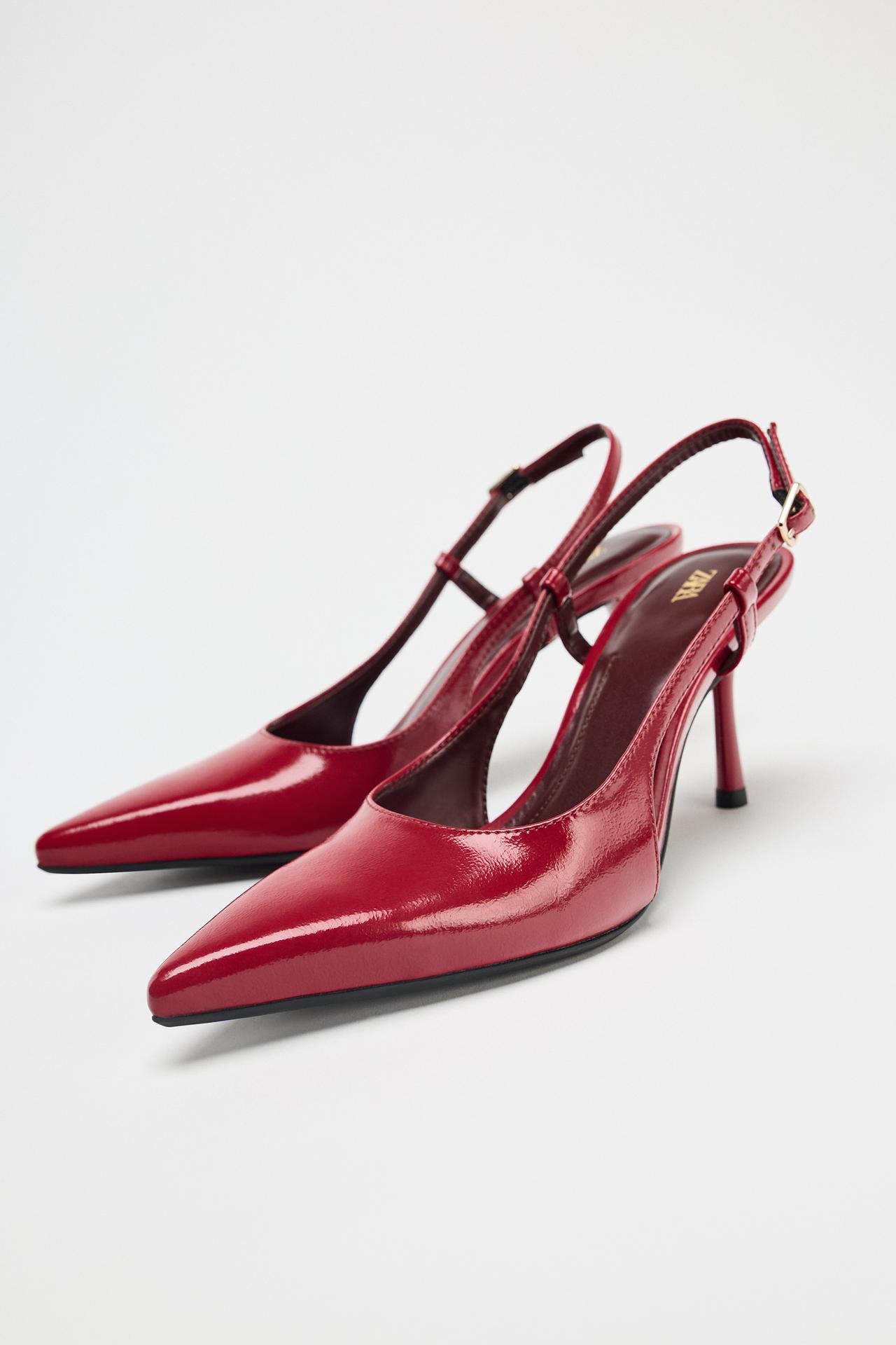 FAUX PATENT SLINGBACK HEELS