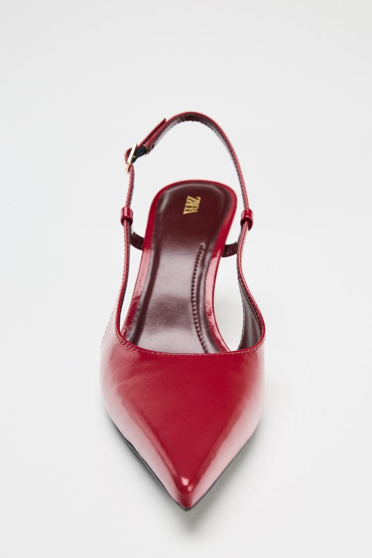 FAUX PATENT SLINGBACK HEELS