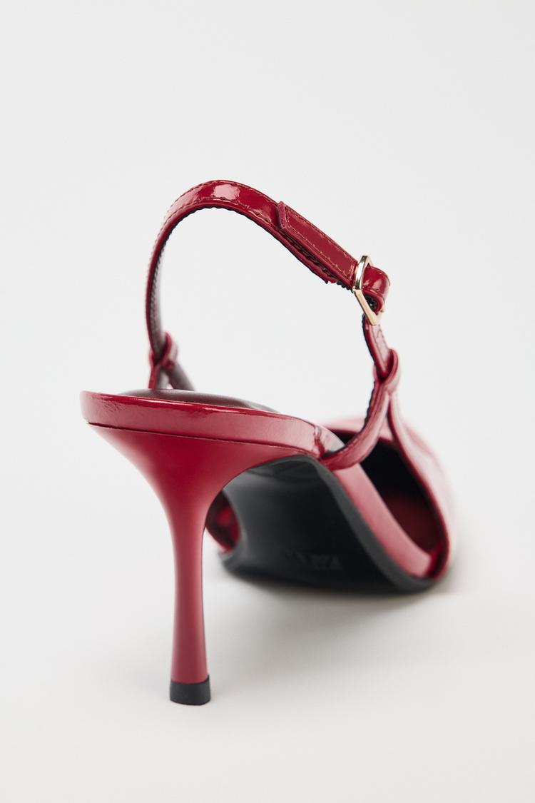 FAUX PATENT SLINGBACK HEELS