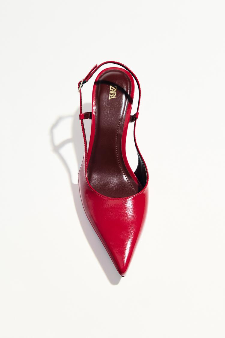 FAUX PATENT SLINGBACK HEELS