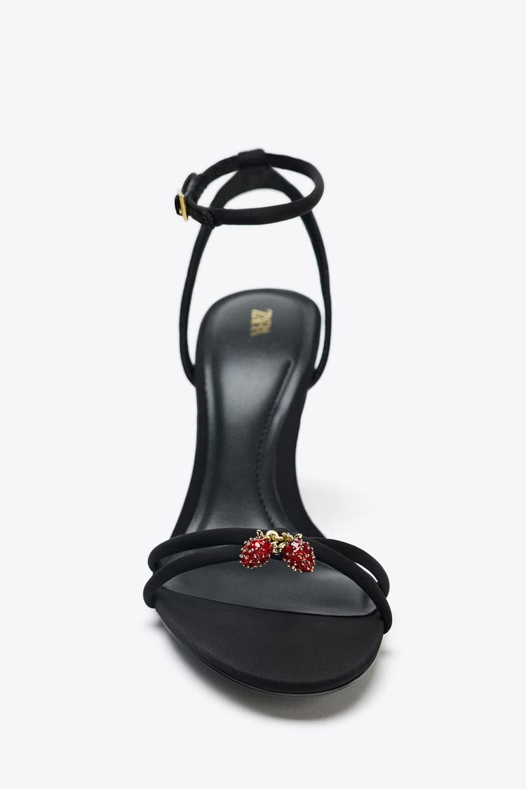 BEADED CROSSED STRAP SANDALS