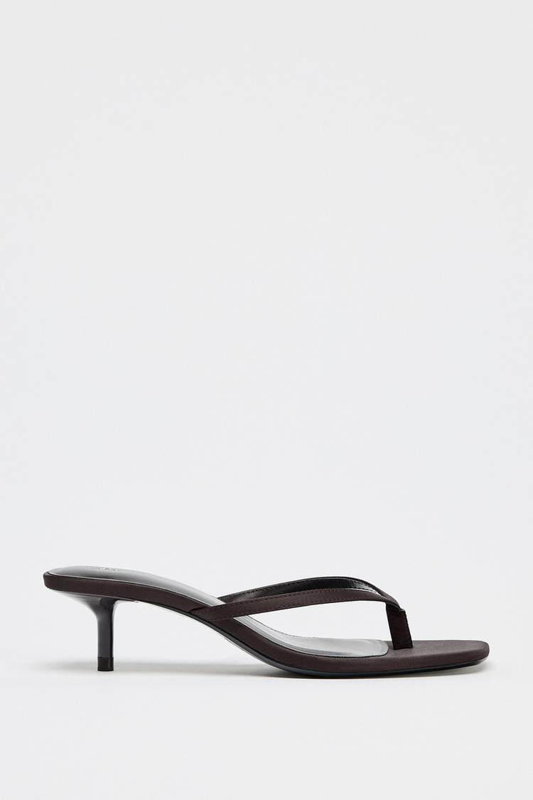 SATIN KITTEN HEEL SANDALS