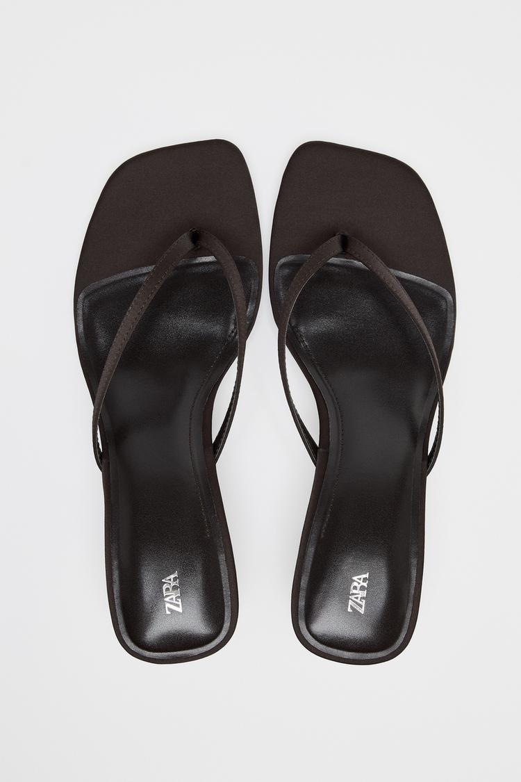 SATIN KITTEN HEEL SANDALS