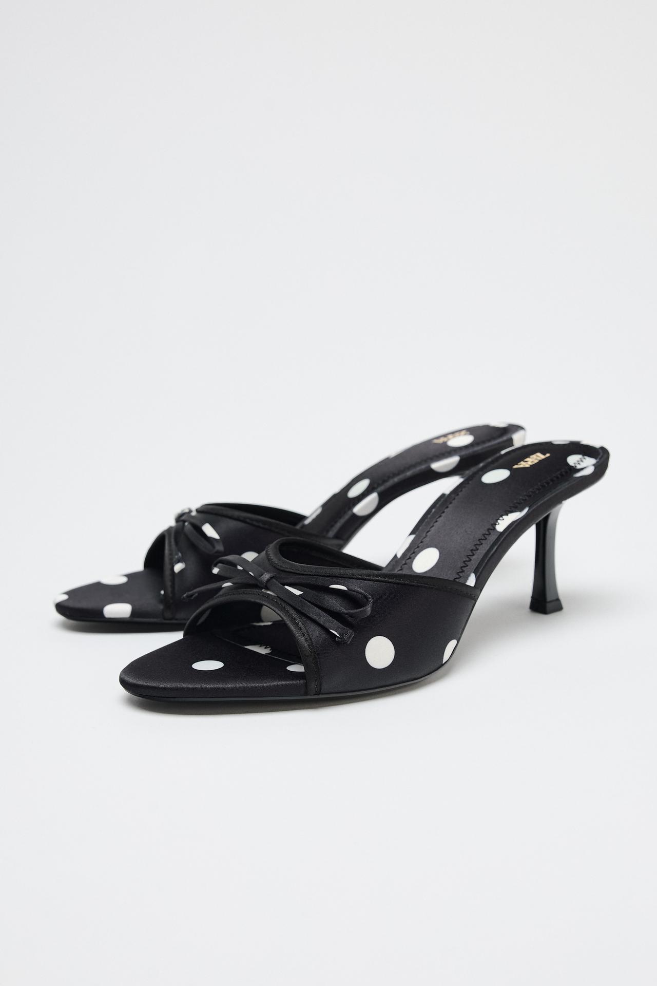 SATIN-EFFECT POLKA DOT SANDALS