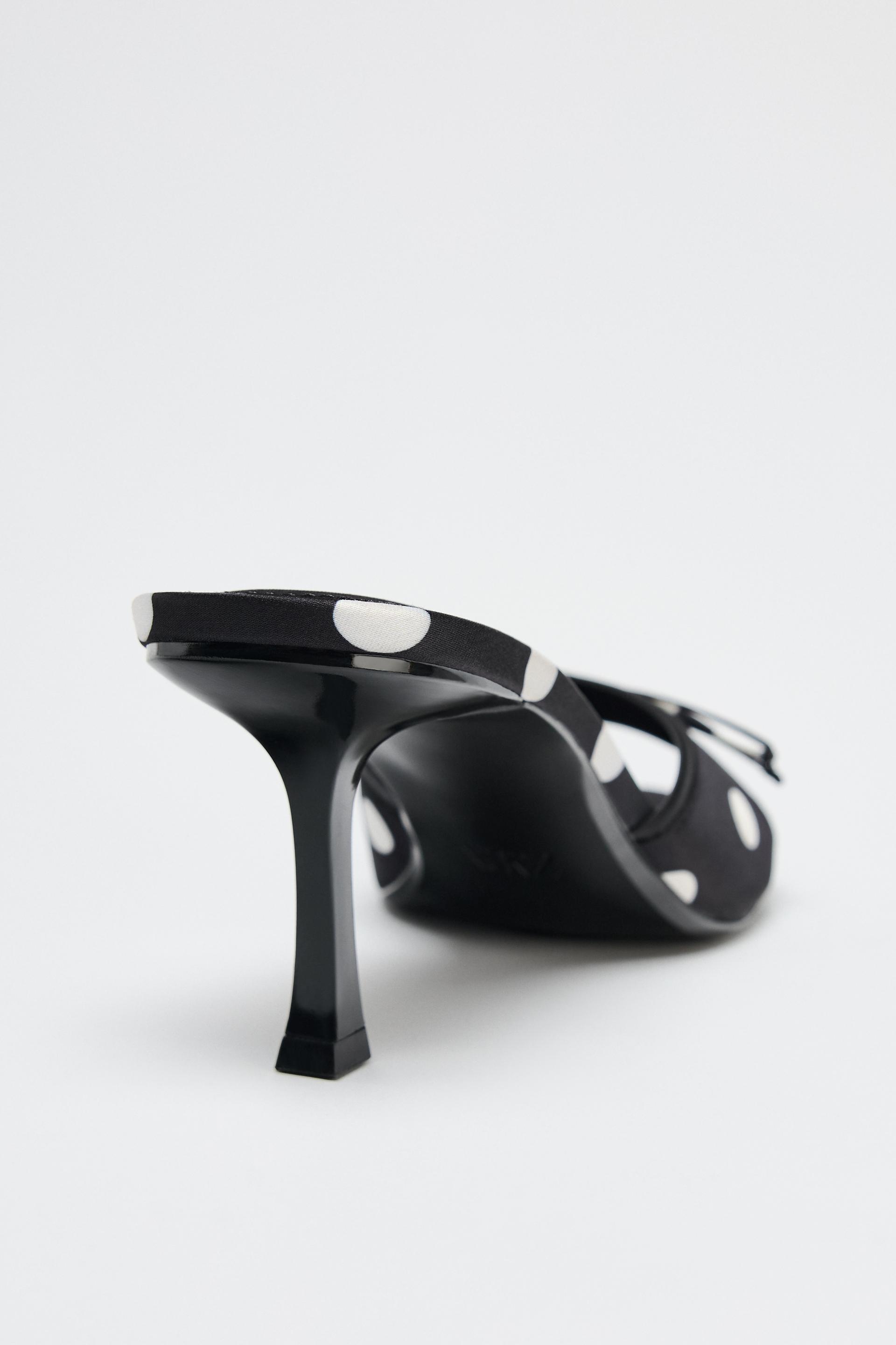 SATIN-EFFECT POLKA DOT SANDALS