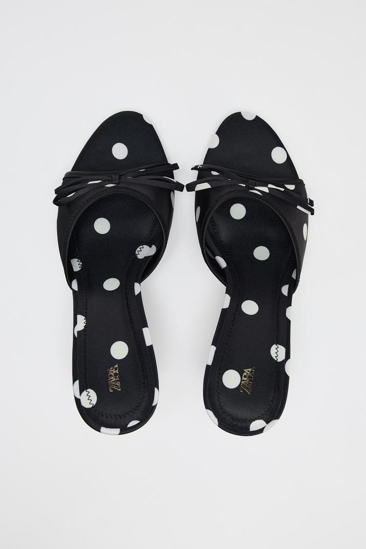 SATIN-EFFECT POLKA DOT SANDALS