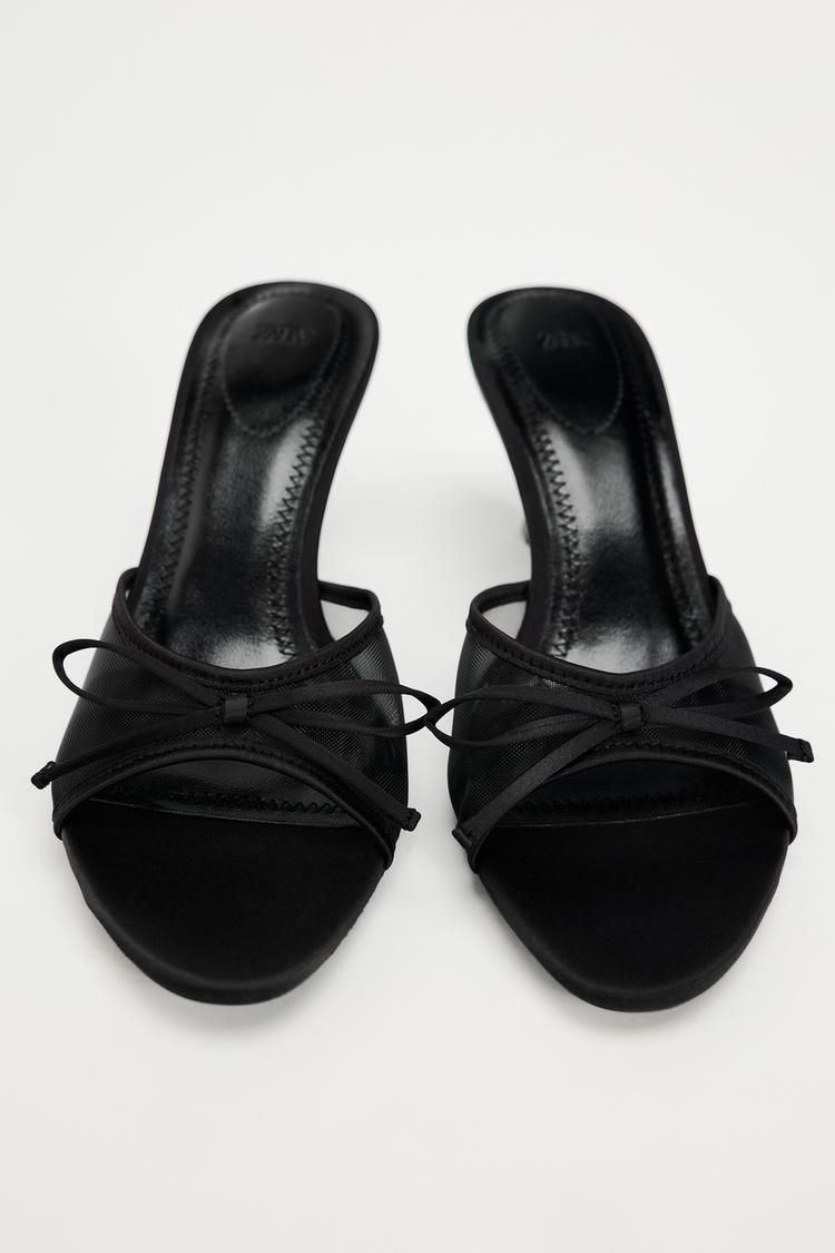 SATIN-EFFECT POLKA DOT SANDALS