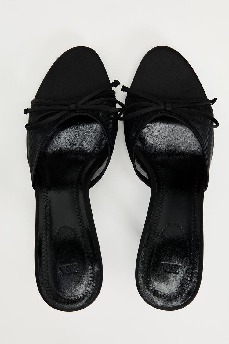 SATIN-EFFECT POLKA DOT SANDALS