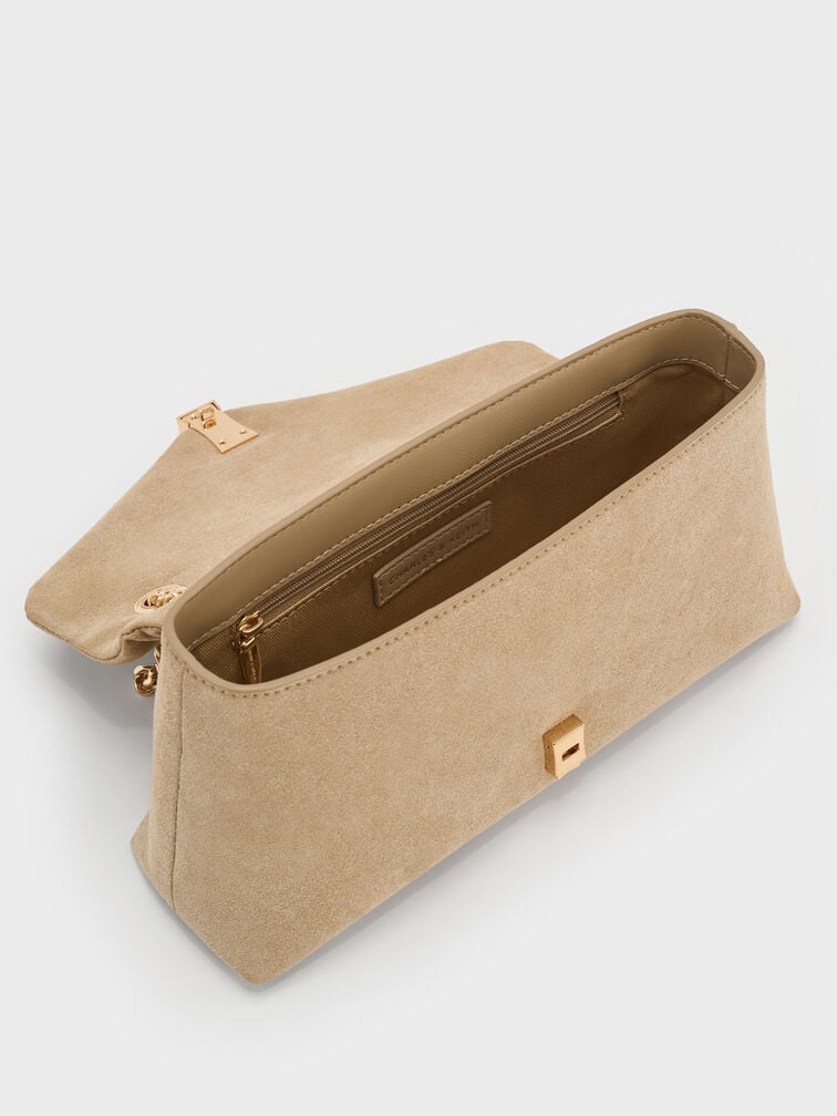 Lilibet Recycled Suede Chain-Strap Bag