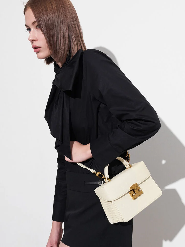 Allie Push-Lock Top Handle Bag