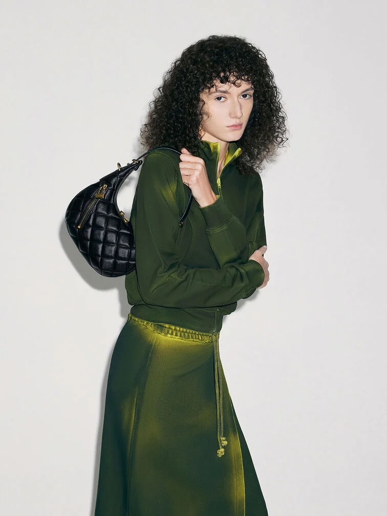 CNK Swing Padlock Quilted Crescent Bag