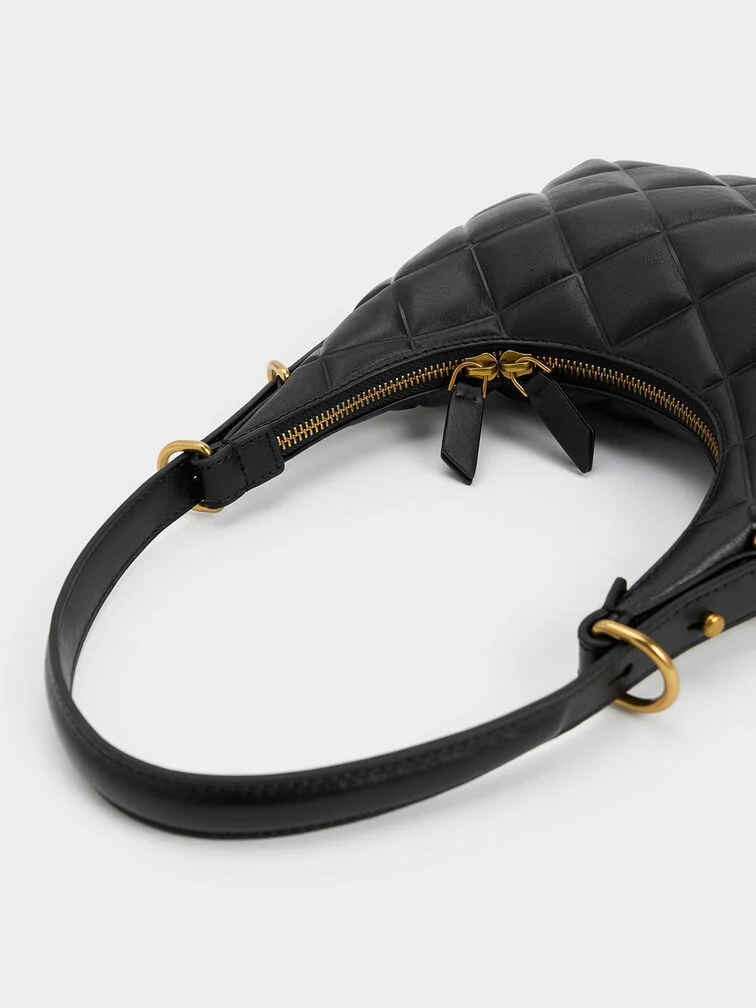 CNK Swing Padlock Quilted Crescent Bag