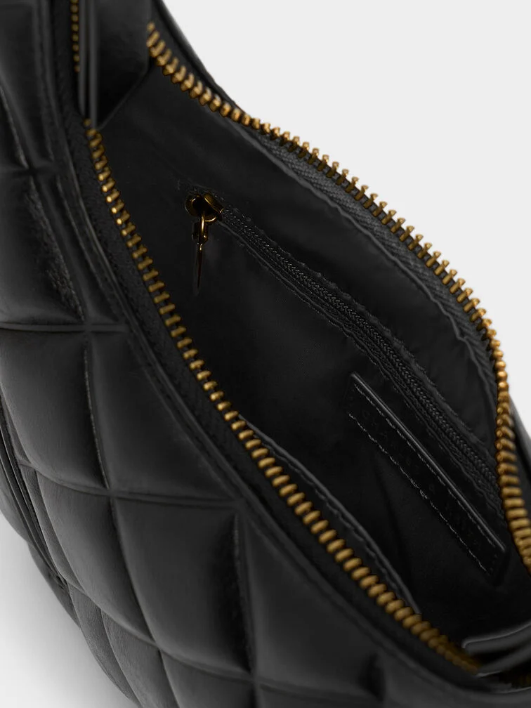 CNK Swing Padlock Quilted Crescent Bag