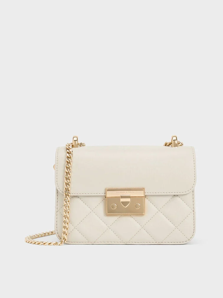 Quilted Push-Lock Chain Shoulder Bag