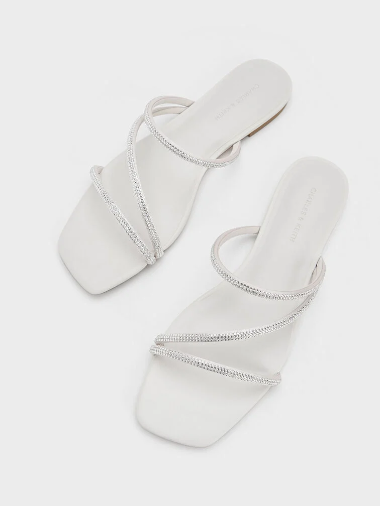 Satin Crystal-Embellished Strappy Sandals
