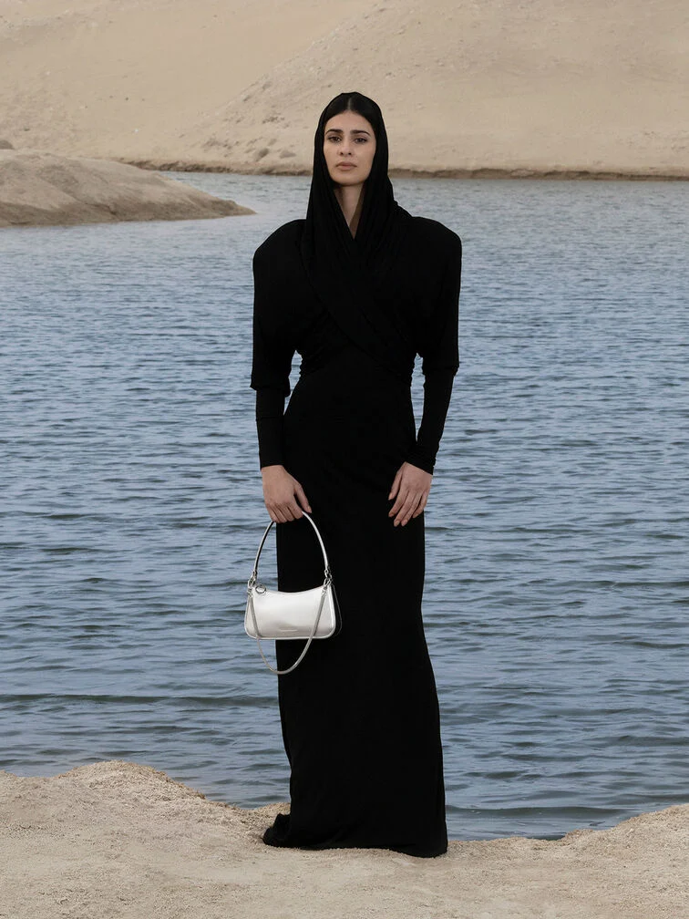 Metallic Curved Square Tote Bag