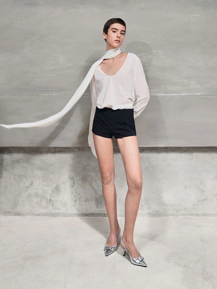 Anita Linen Buckled Pointed-Toe Slingback Pumps