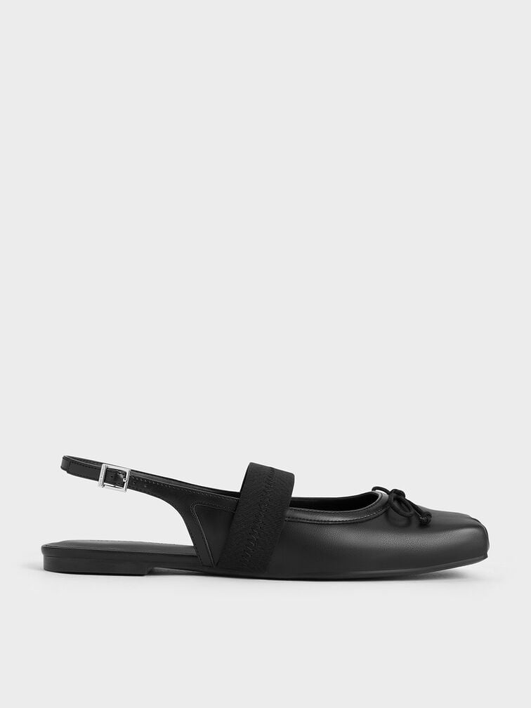 Lyric Mesh & Satin Bow Slingback Flats