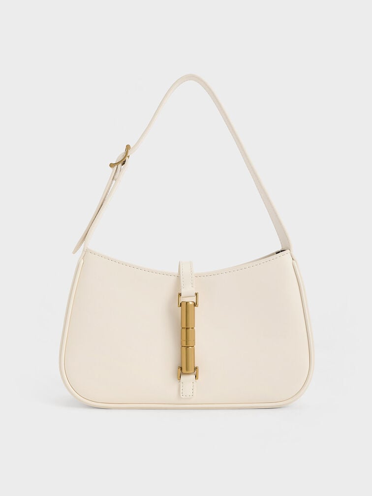 Cesia Metallic Accent Trapezoid Shoulder Bag