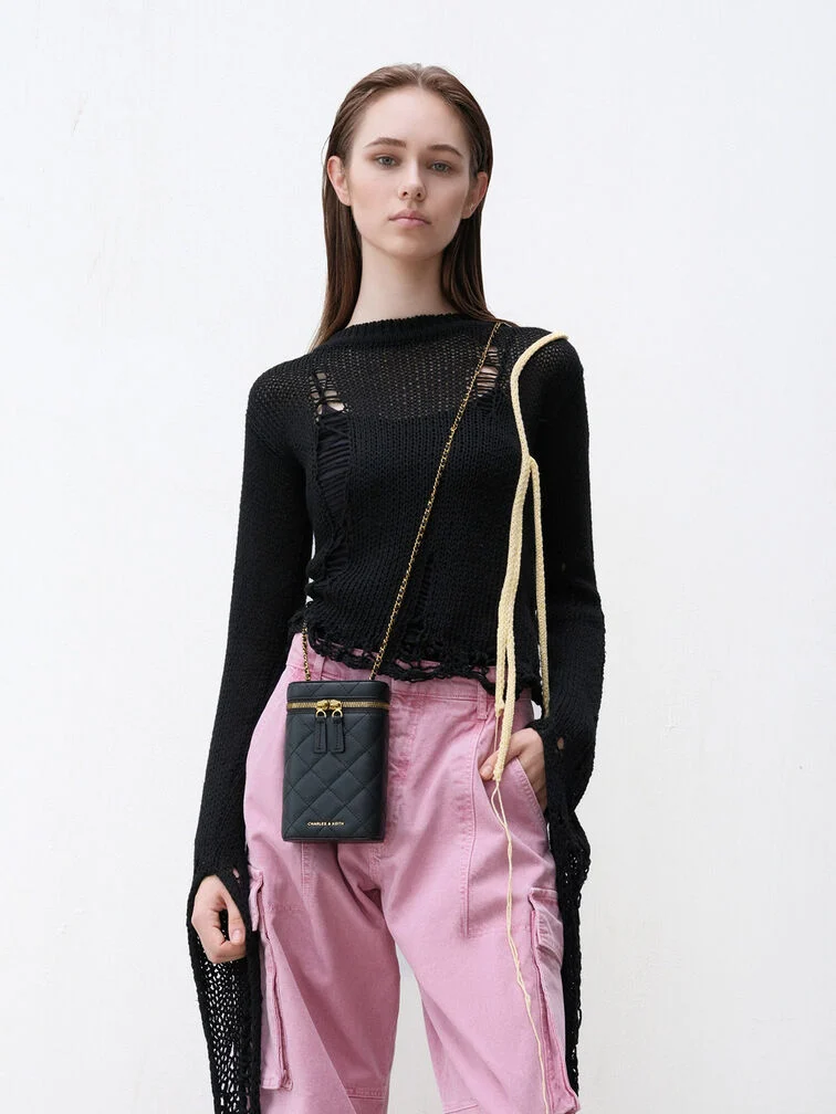 Apfra Quilted Elongated Mini Rectangular Bag