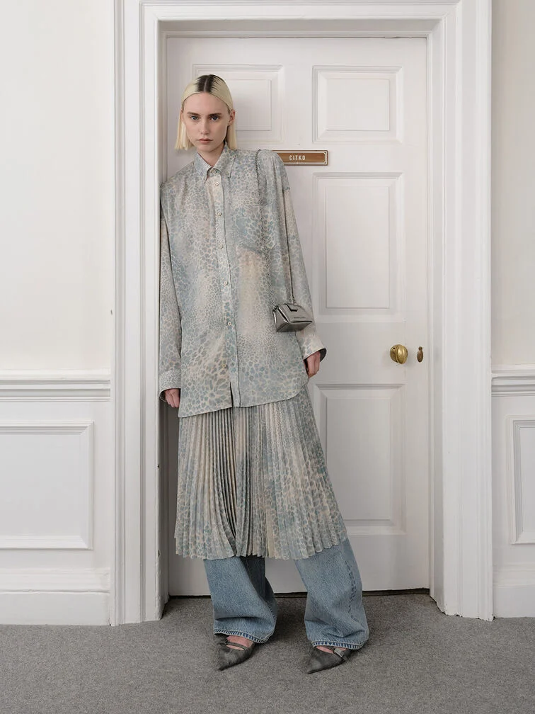 Bosie Metallic Top Handle Pouch