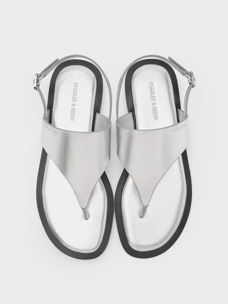 V-Strap Slingback Thong Sandals