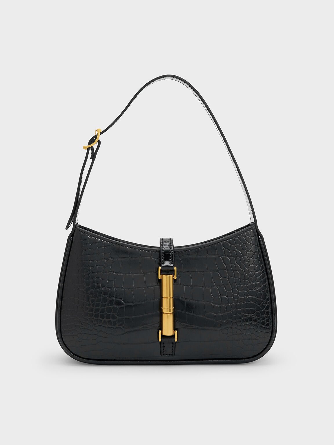 Cesia Croc-Effect Metallic-Accent Shoulder Bag