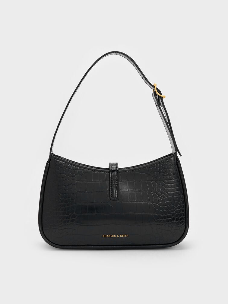 Cesia Croc-Effect Metallic-Accent Shoulder Bag