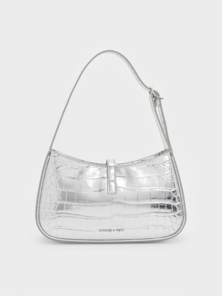 Cesia Croc-Effect Metallic-Accent Shoulder Bag