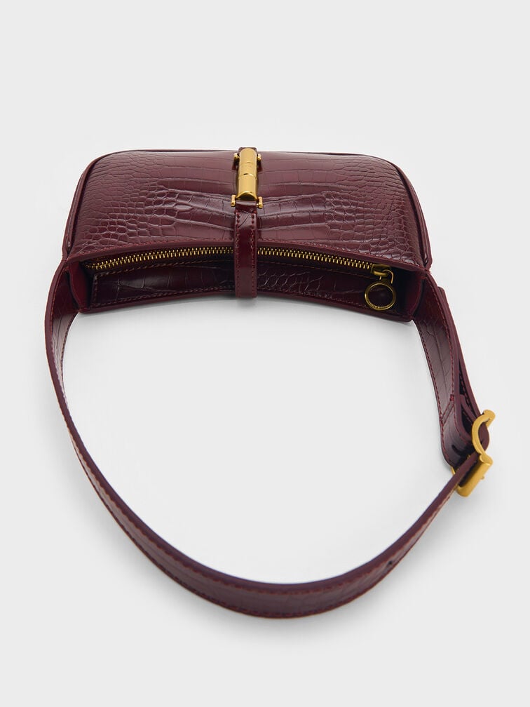 Cesia Croc-Effect Metallic-Accent Shoulder Bag
