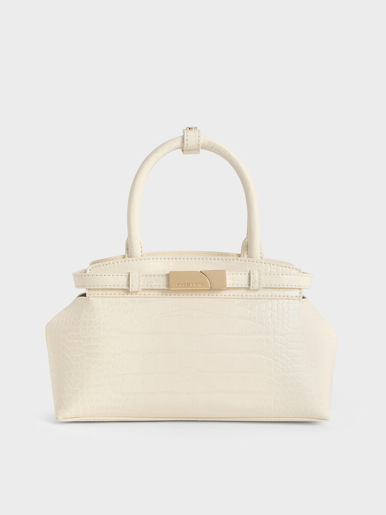 Aurelia Croc-Effect Metallic-Accent Elongated Tote